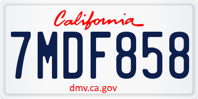 CA license plate 7MDF858