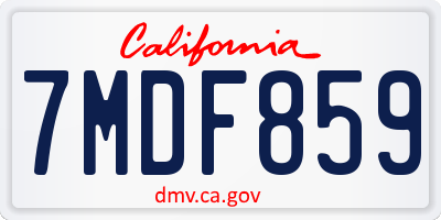 CA license plate 7MDF859