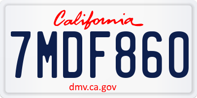 CA license plate 7MDF860