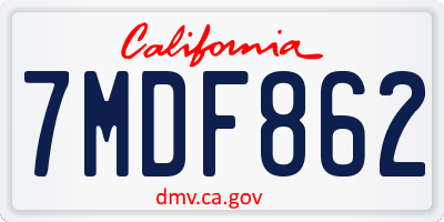 CA license plate 7MDF862