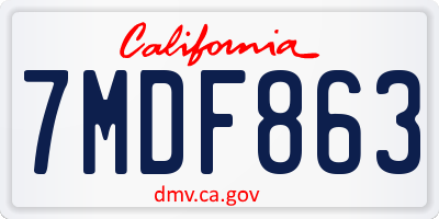 CA license plate 7MDF863