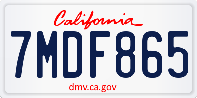 CA license plate 7MDF865