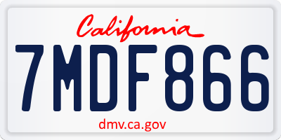 CA license plate 7MDF866