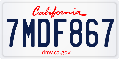 CA license plate 7MDF867