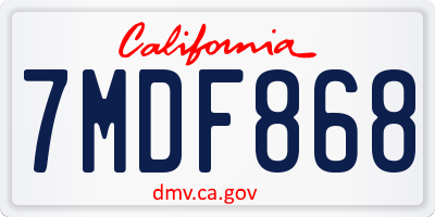 CA license plate 7MDF868