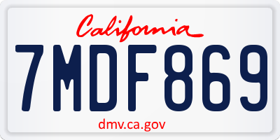 CA license plate 7MDF869