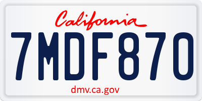 CA license plate 7MDF870