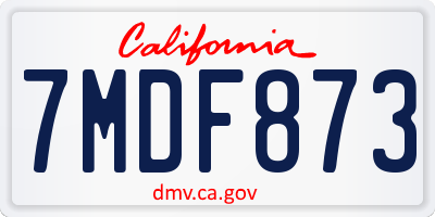 CA license plate 7MDF873