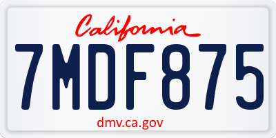 CA license plate 7MDF875