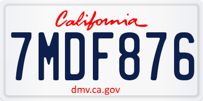 CA license plate 7MDF876
