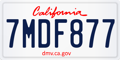 CA license plate 7MDF877