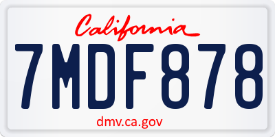 CA license plate 7MDF878