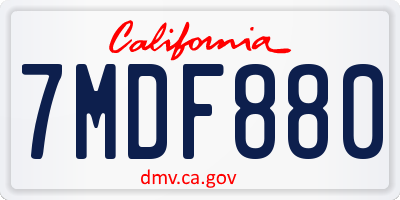 CA license plate 7MDF880