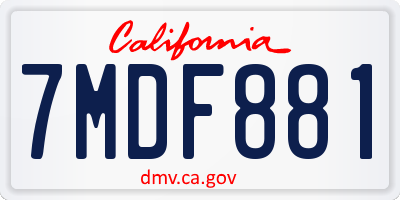 CA license plate 7MDF881