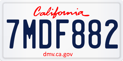 CA license plate 7MDF882