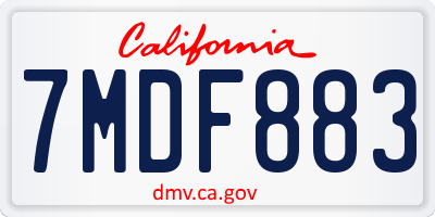CA license plate 7MDF883