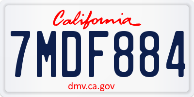 CA license plate 7MDF884