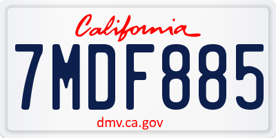 CA license plate 7MDF885
