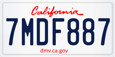 CA license plate 7MDF887