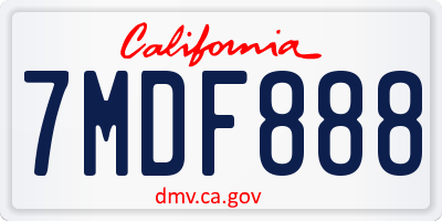 CA license plate 7MDF888