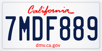 CA license plate 7MDF889