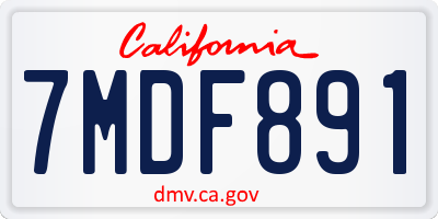 CA license plate 7MDF891