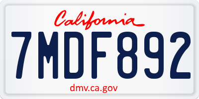 CA license plate 7MDF892