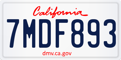 CA license plate 7MDF893