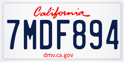 CA license plate 7MDF894