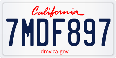 CA license plate 7MDF897