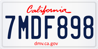 CA license plate 7MDF898