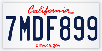 CA license plate 7MDF899