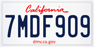 CA license plate 7MDF909
