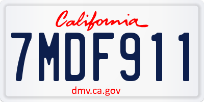 CA license plate 7MDF911
