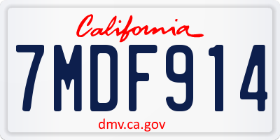 CA license plate 7MDF914