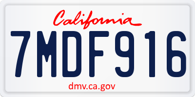 CA license plate 7MDF916