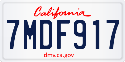 CA license plate 7MDF917