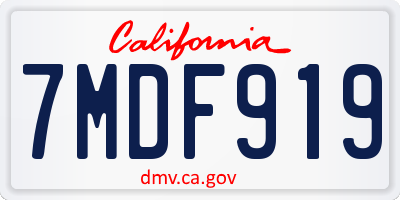 CA license plate 7MDF919
