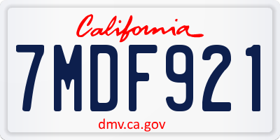 CA license plate 7MDF921