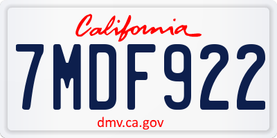 CA license plate 7MDF922