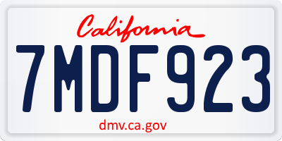 CA license plate 7MDF923