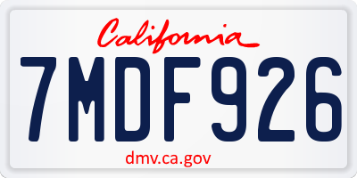 CA license plate 7MDF926