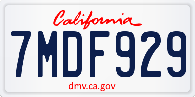 CA license plate 7MDF929