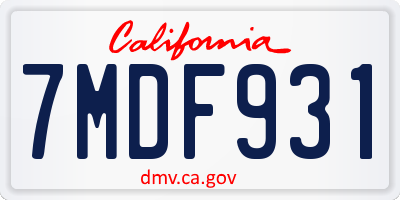 CA license plate 7MDF931