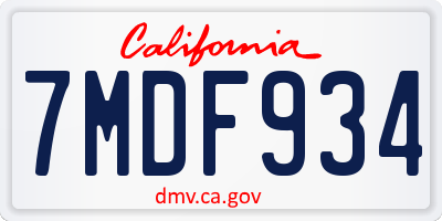 CA license plate 7MDF934