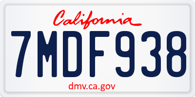 CA license plate 7MDF938