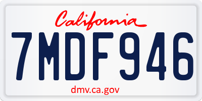 CA license plate 7MDF946