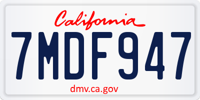 CA license plate 7MDF947