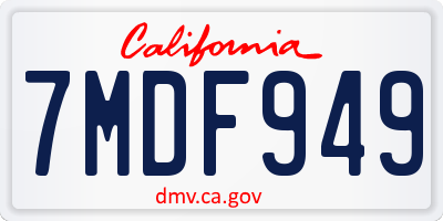 CA license plate 7MDF949