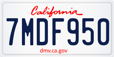 CA license plate 7MDF950